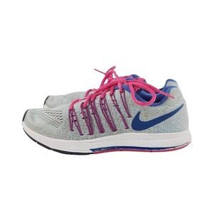 Nike, Lace Up Athletic / Performance Running Shoes, Youth Size 6Y Gray Pink Blue